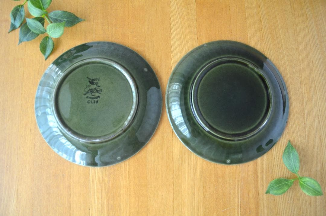 ゲフレ●KOSMOS/コスモス●19cmプレート2枚オリーブ/グリーン②