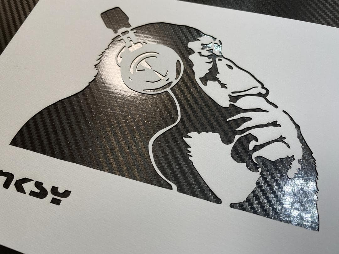 999　バンクシー　モンキー　ヘッドフォン　Ａ４　厚紙　ステンシルシート