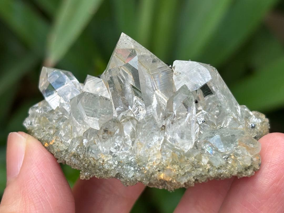 インド　マニハール水晶クラスター　クローライト　アテナース付き　73g ヒマラヤ