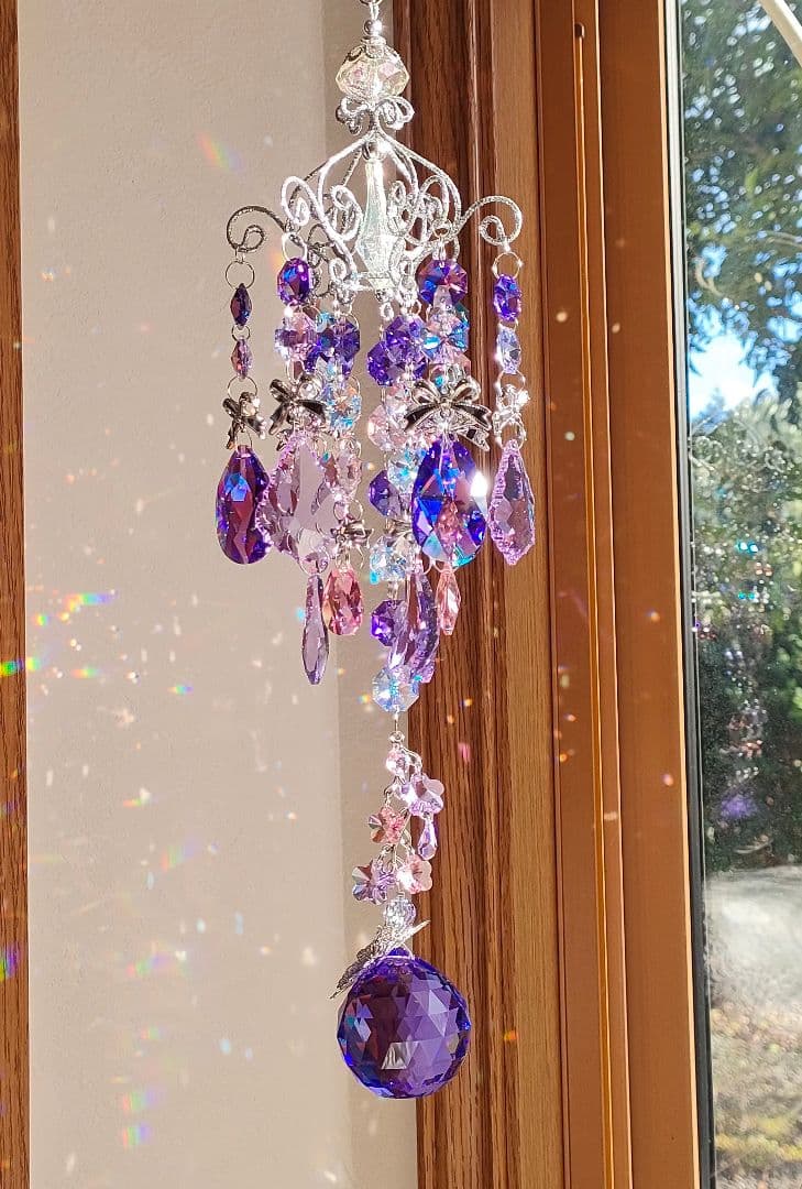 スワロフスキー✨️ブルーバイオレットボール40シャンデリア✨️サンキャッチャー