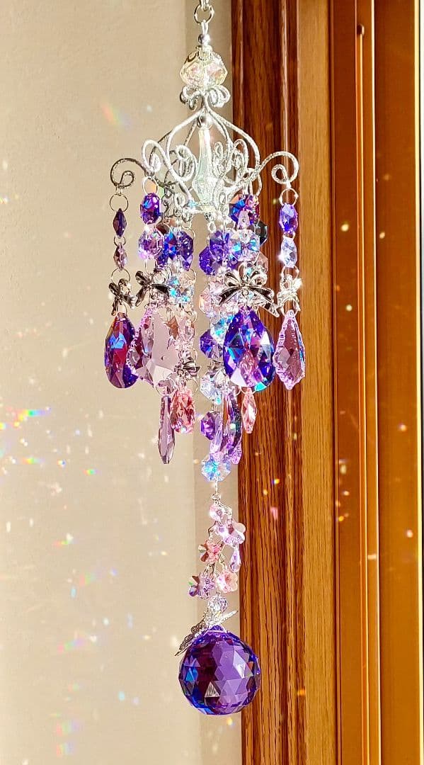 スワロフスキー✨️ブルーバイオレットボール40シャンデリア✨️サンキャッチャー
