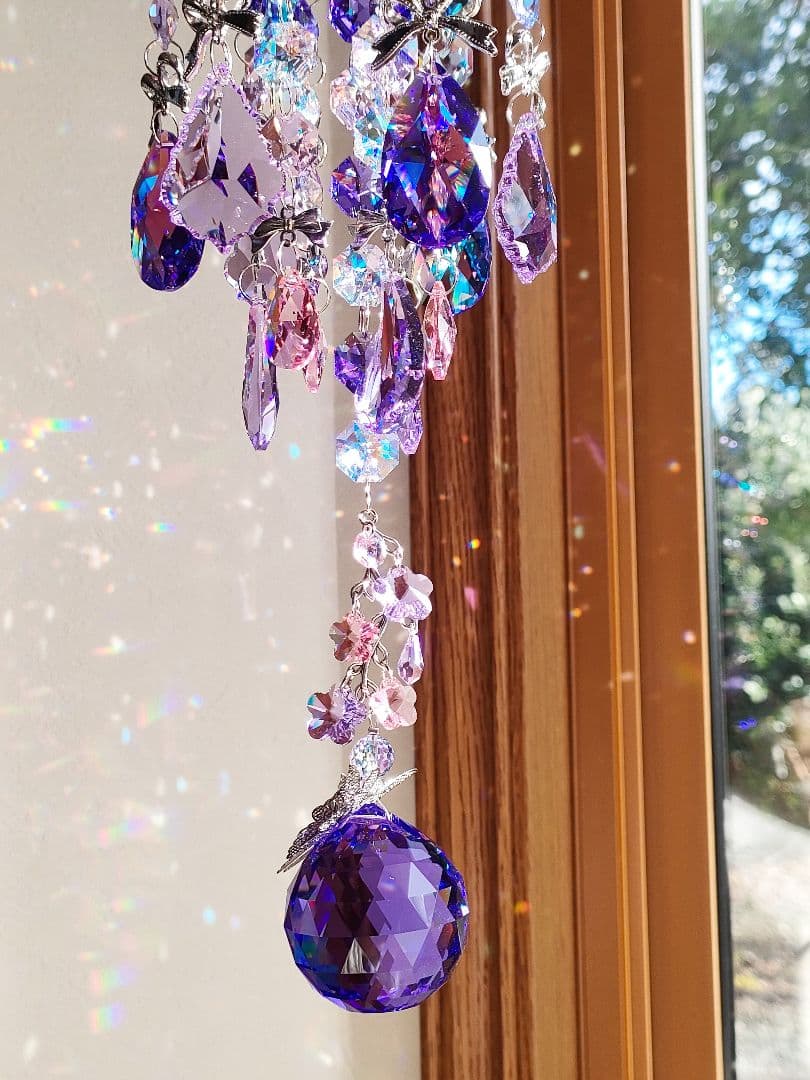 スワロフスキー✨️ブルーバイオレットボール40シャンデリア✨️サンキャッチャー