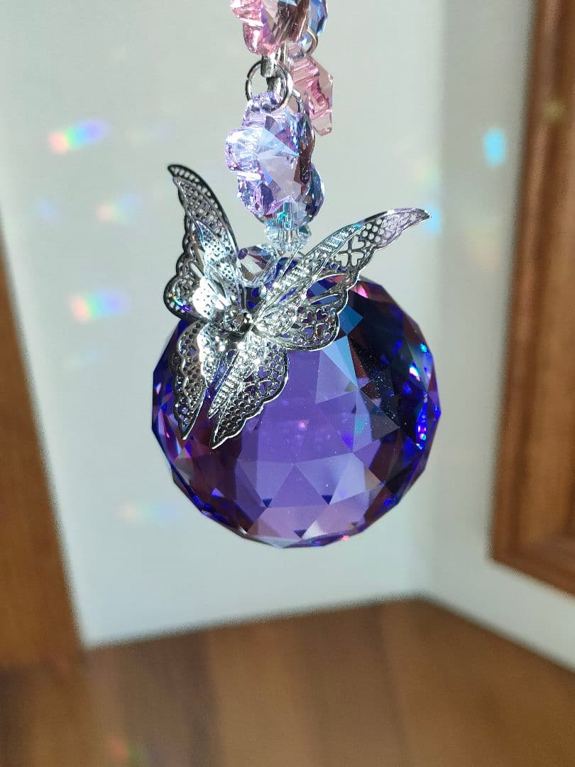 スワロフスキー✨️ブルーバイオレットボール40シャンデリア✨️サンキャッチャー