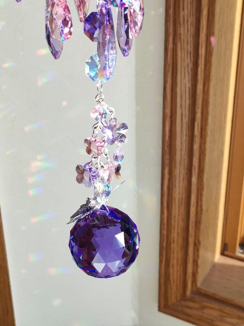 スワロフスキー✨️ブルーバイオレットボール40シャンデリア✨️サンキャッチャー