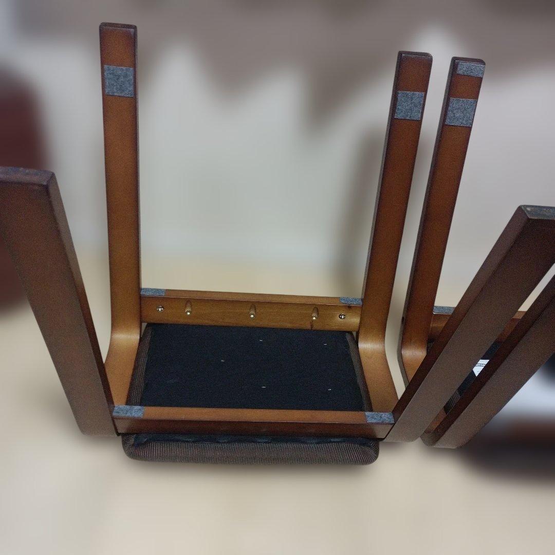 ニトリ　NITORI 木製スツール　リューク　布張り　ブラウン　３脚セット