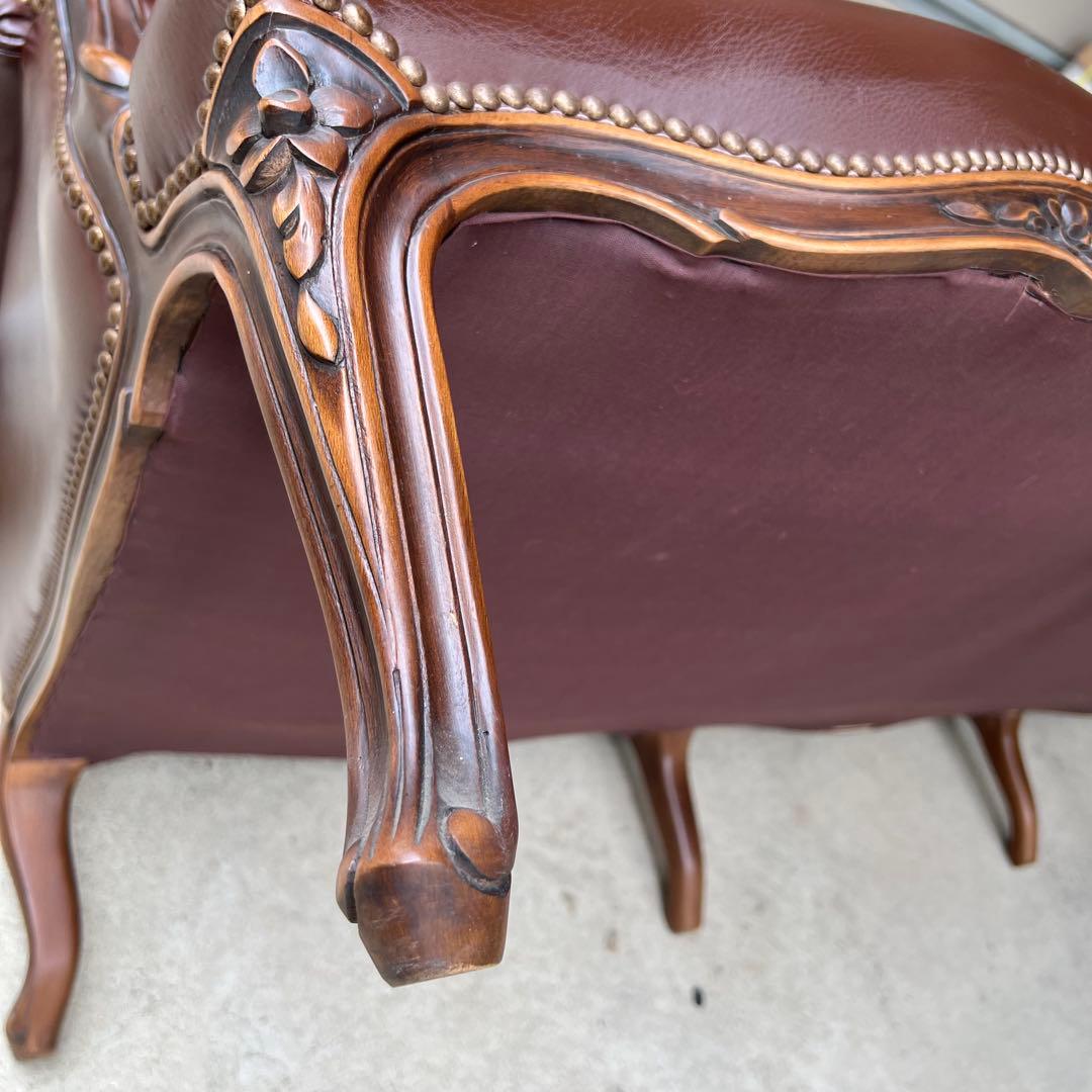 廃盤希少品 karimoku domani ルイXV ソファ レザー3人掛け