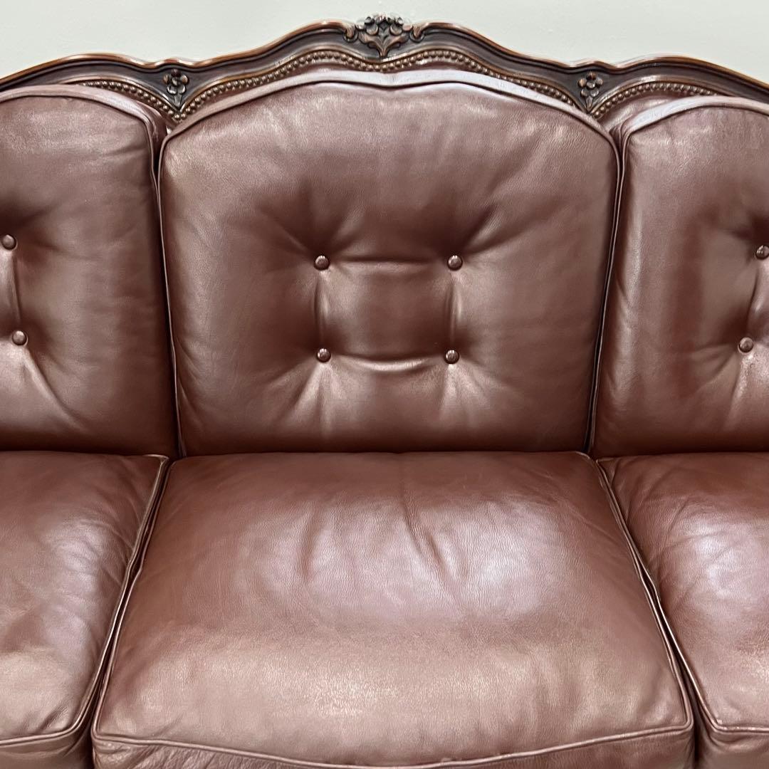 廃盤希少品 karimoku domani ルイXV ソファ レザー3人掛け