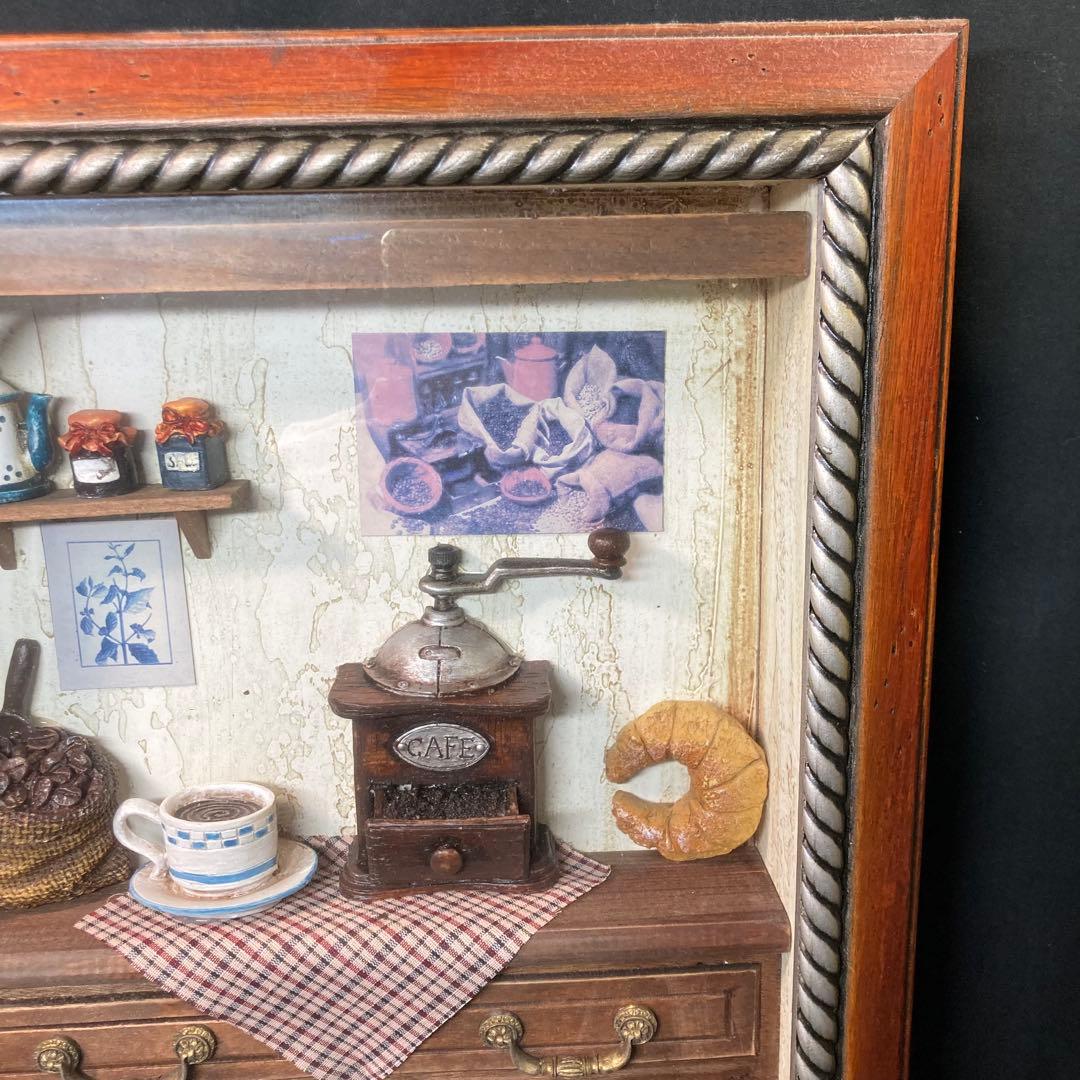レトロ【美品】壁掛けジオラマ コーヒーショップ ショップインテリア