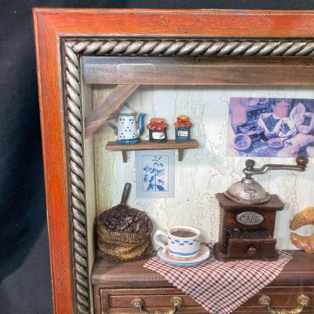 レトロ【美品】壁掛けジオラマ コーヒーショップ ショップインテリア