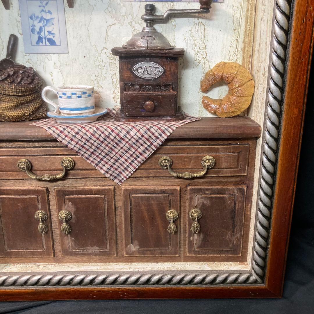 レトロ【美品】壁掛けジオラマ コーヒーショップ ショップインテリア