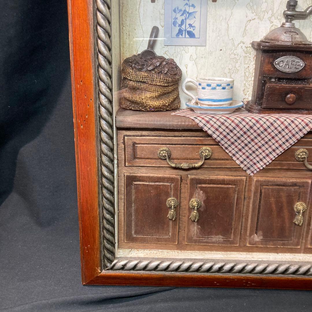 レトロ【美品】壁掛けジオラマ コーヒーショップ ショップインテリア