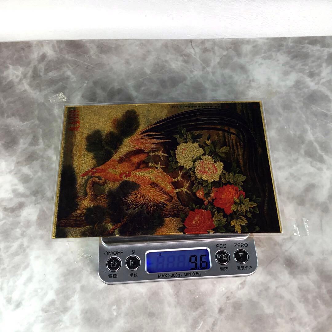 純金 999 K24 尾長鶏 松 牡丹 額縁 GOLD縁起物 ROEN joy - メルカリ