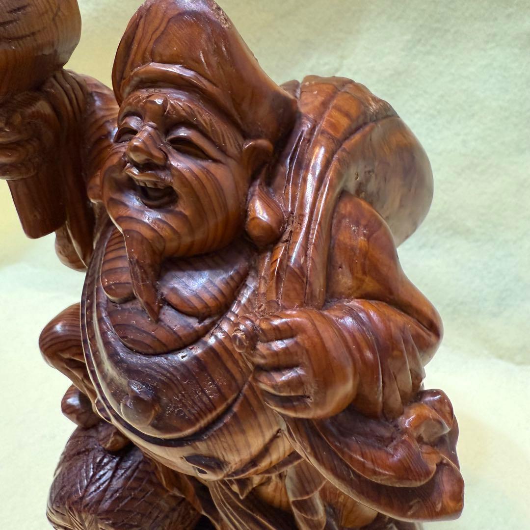 大黒天 恵比寿天 木彫り 神像 七福神 置物 開運 工芸品 福の神像