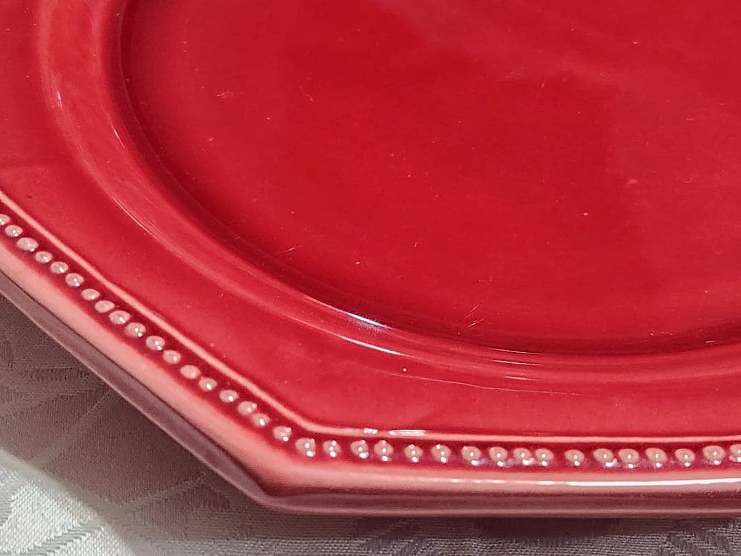 フランス PICHON オクトゴナル プレート レア色 ローズレッド 24.5