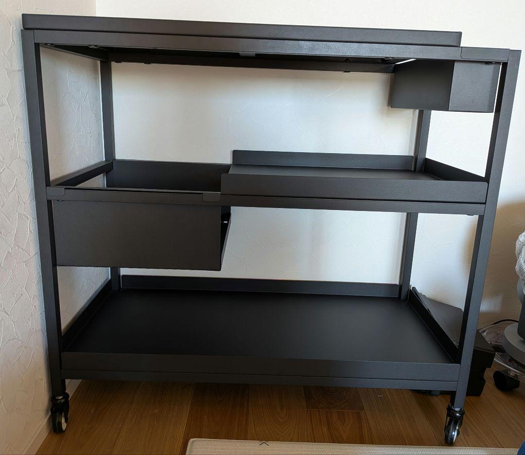 黒 スチールラック 3段 キャスター付き　イケア　トロッテン