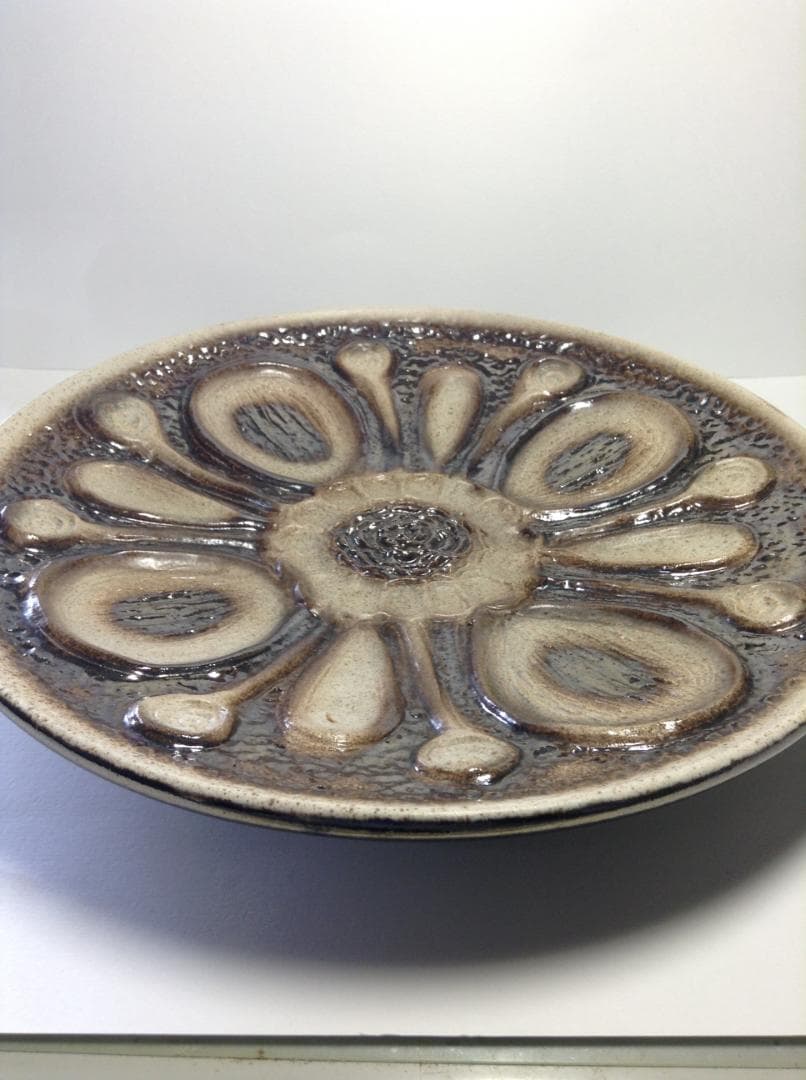 貴重品【大胆な花柄が魅力的　大絵皿　アンティーク　】