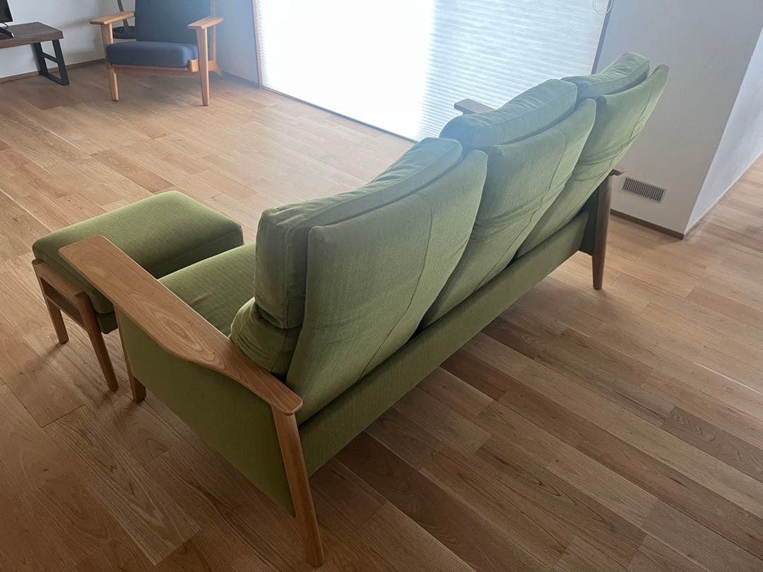 マルイチセーリング　リクライニングソファ 3人掛け オットマン付き