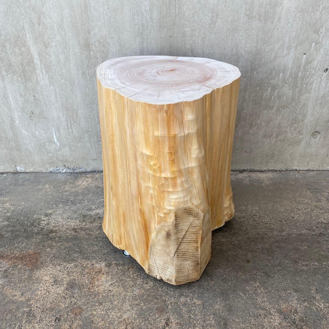 【ひのき切り株のサイドテーブル】丸太 椅子 スツール オブジェ インテリア 什器