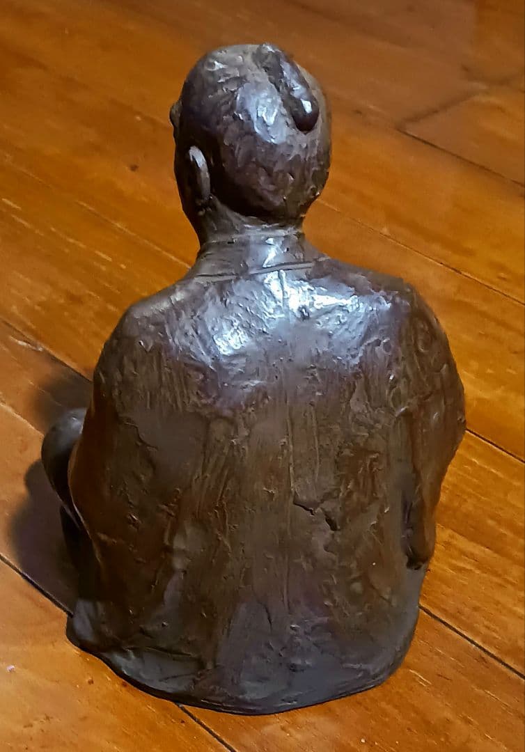 細井平洲銅像 高さ22cm 共箱付 片岡静観作 希少オブジェ