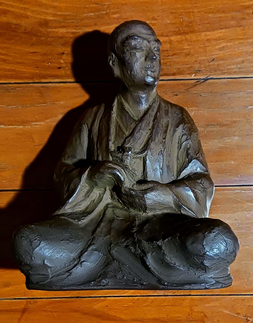 細井平洲銅像 高さ22cm 共箱付 片岡静観作 希少オブジェ