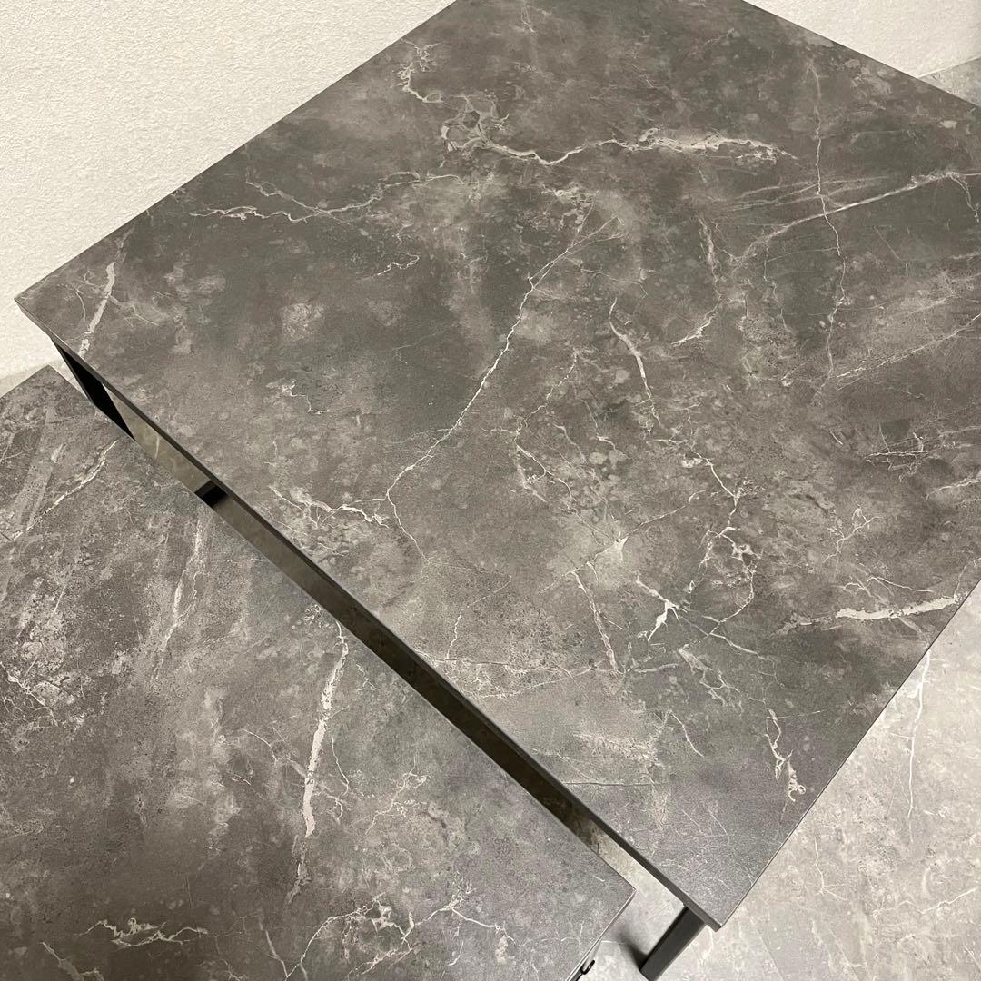 【美品】LOWYA ロウヤ 大理石柄 ネストテーブル　ローテーブル