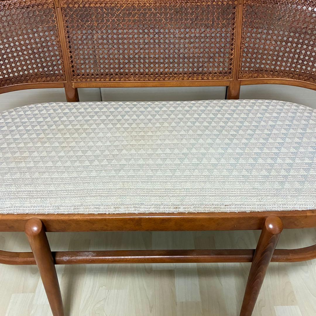 カリモク　ラタン　オールドカリモク　ソファー　2人掛け　ベンチ　高級　ビンテージ