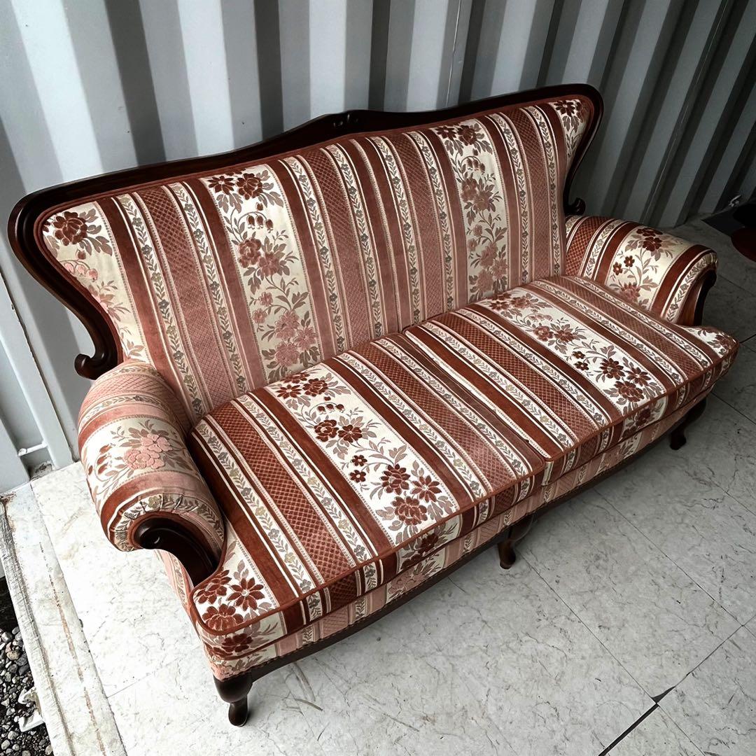 取付無料！マルニ マキシマム アンドリュー ロココ調 猫脚姫系花柄ピンクソファ✨