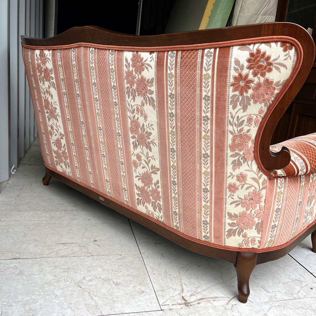 取付無料！マルニ マキシマム アンドリュー ロココ調 猫脚姫系花柄ピンクソファ✨