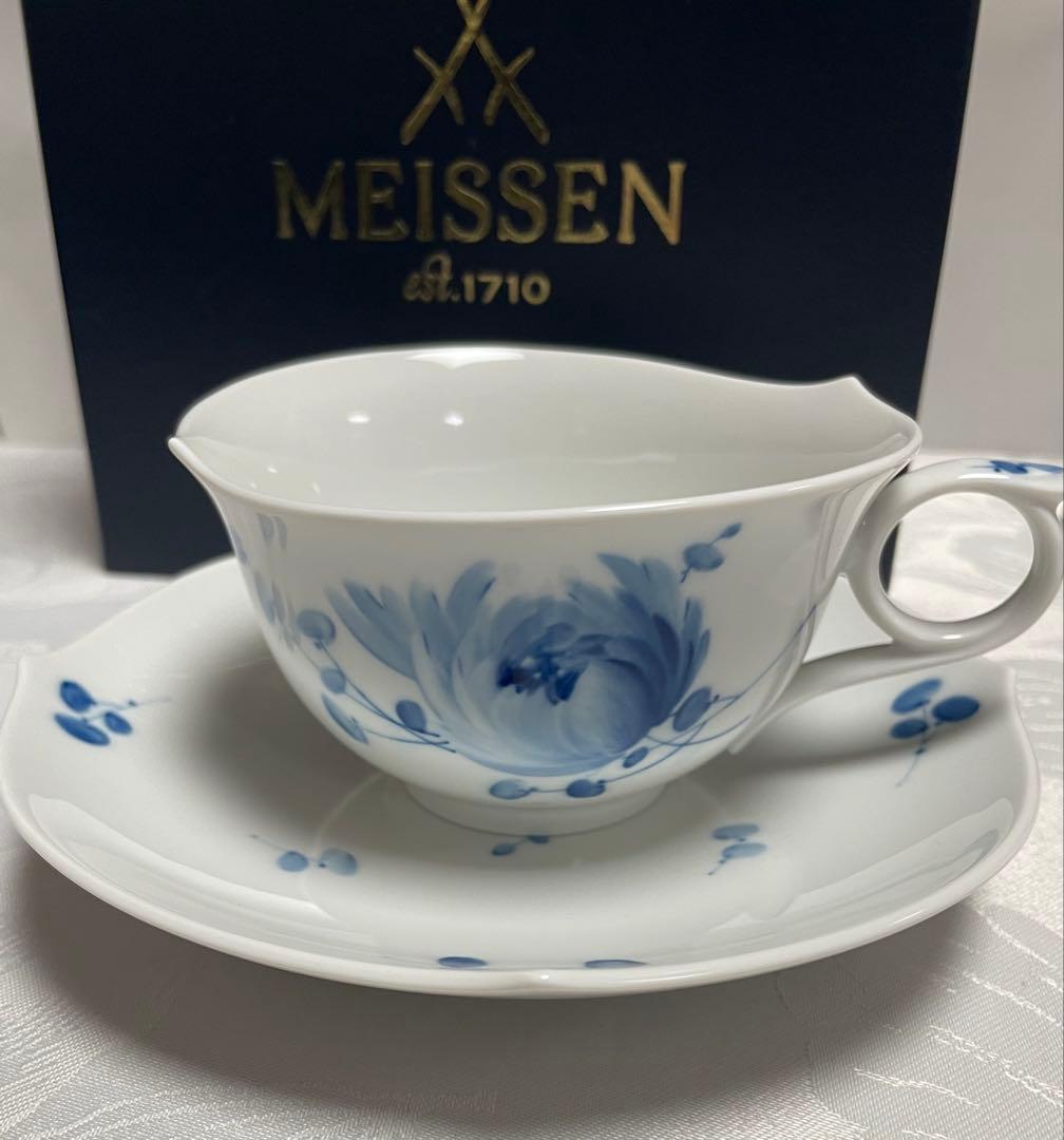 マイセン 箱あり 青い花 ティーカップ＆ソ―サー1客 磁器メダル - メルカリ