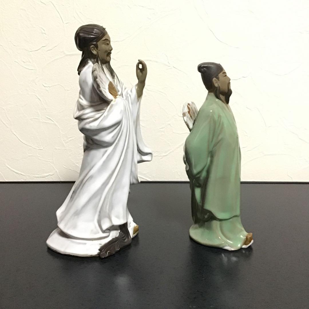 【三国志】諸葛孔明 陶器 置物 ２体セット 諸葛亮 諸葛亮 孔明 人形