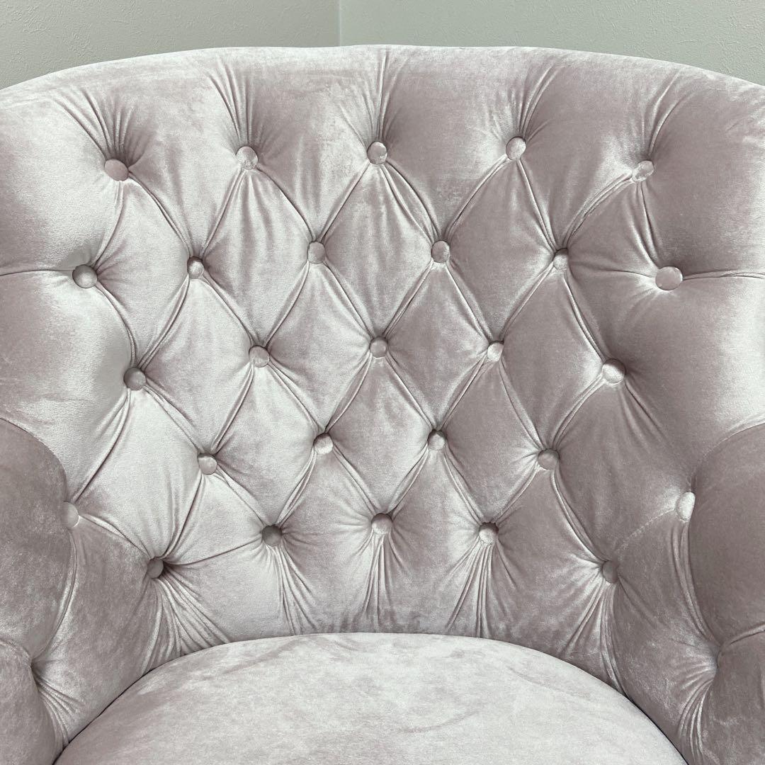 キノ　kino チェスターフィールドソファー　アームチェア ピンク 1人掛け