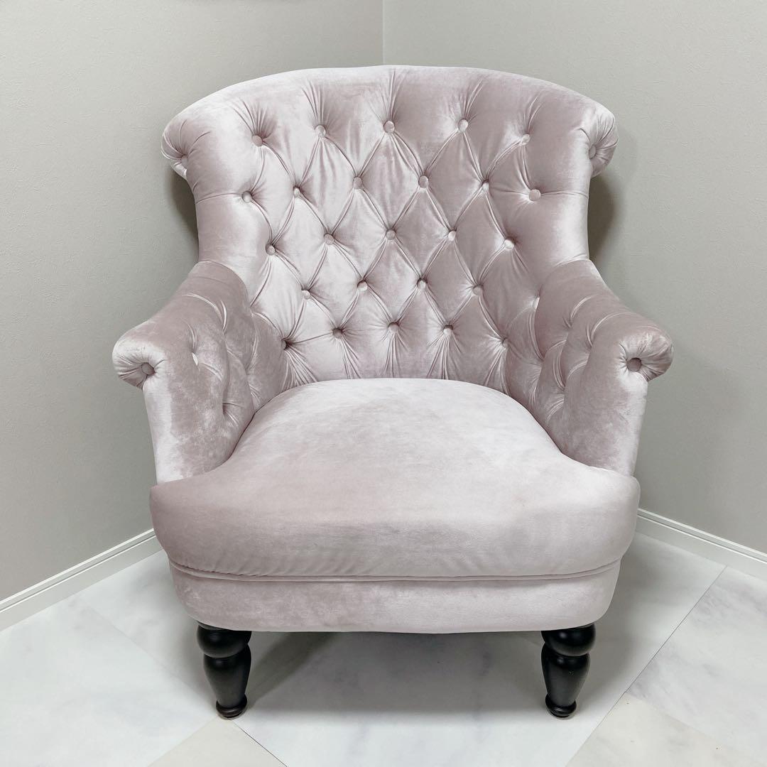 キノ　kino チェスターフィールドソファー　アームチェア ピンク 1人掛け