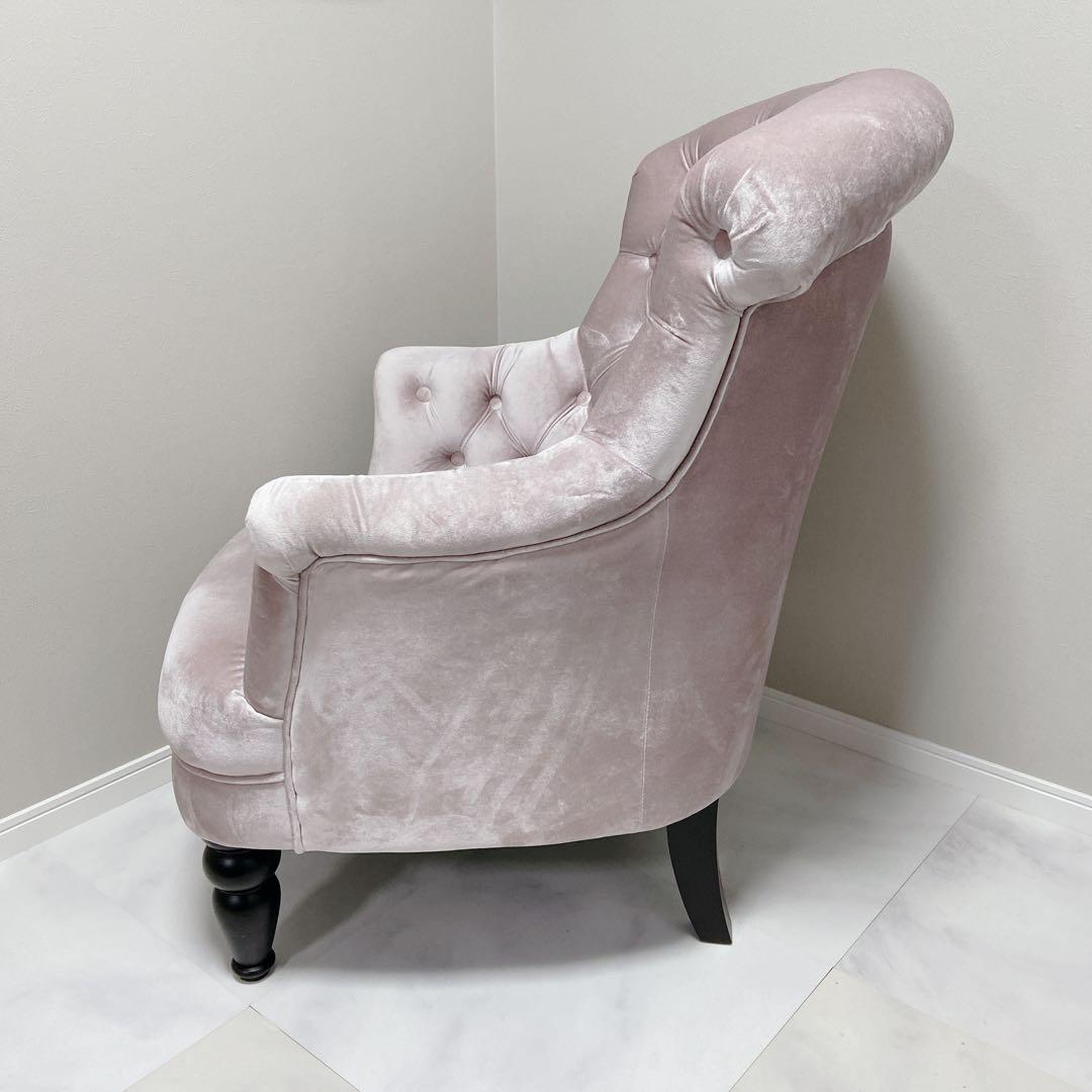 キノ　kino チェスターフィールドソファー　アームチェア ピンク 1人掛け
