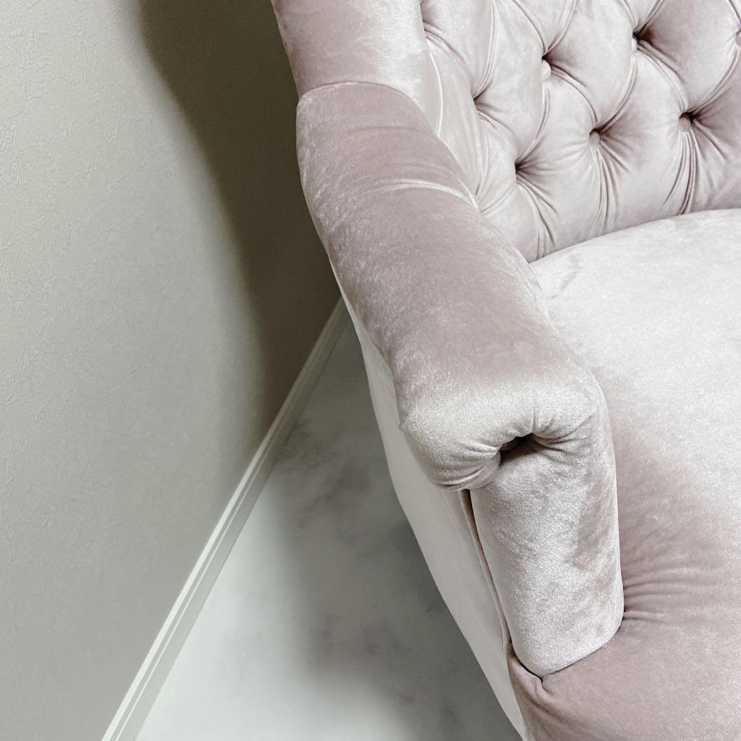 キノ　kino チェスターフィールドソファー　アームチェア ピンク 1人掛け