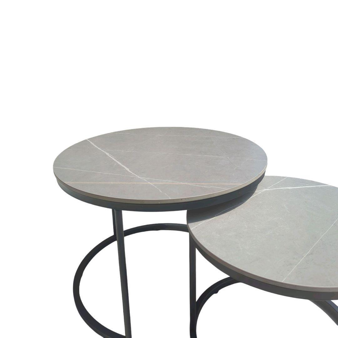 【美品】ネストテーブル　ローテーブル　コーヒーテーブル　大小セット　大理石風