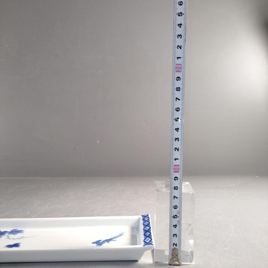 A1331-1/有田焼/辻精磁社 十四代辻常陸/染付栗鼠葡萄文長皿5客/共箱/