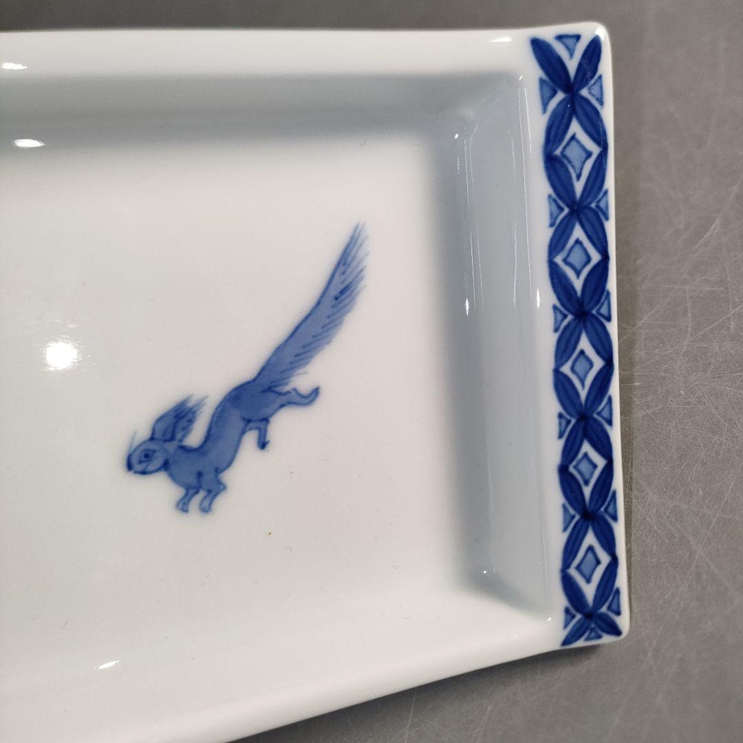 A1331-1/有田焼/辻精磁社 十四代辻常陸/染付栗鼠葡萄文長皿5客/共箱/