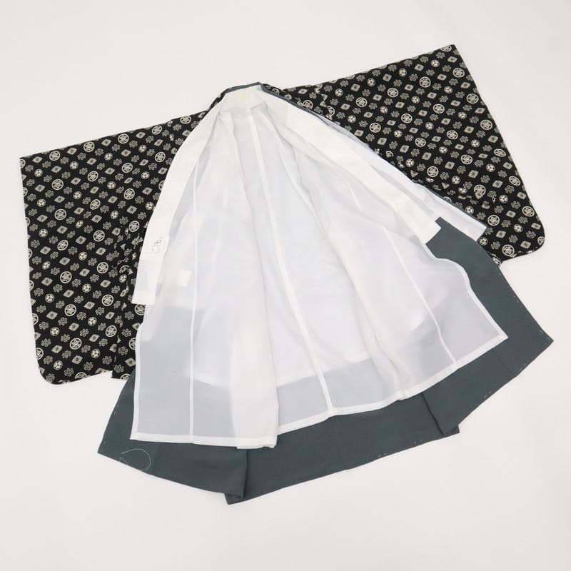 aloha【七五三】羽織袴小物＊5歳男児 縞 黒 グレー 着物 9RH13