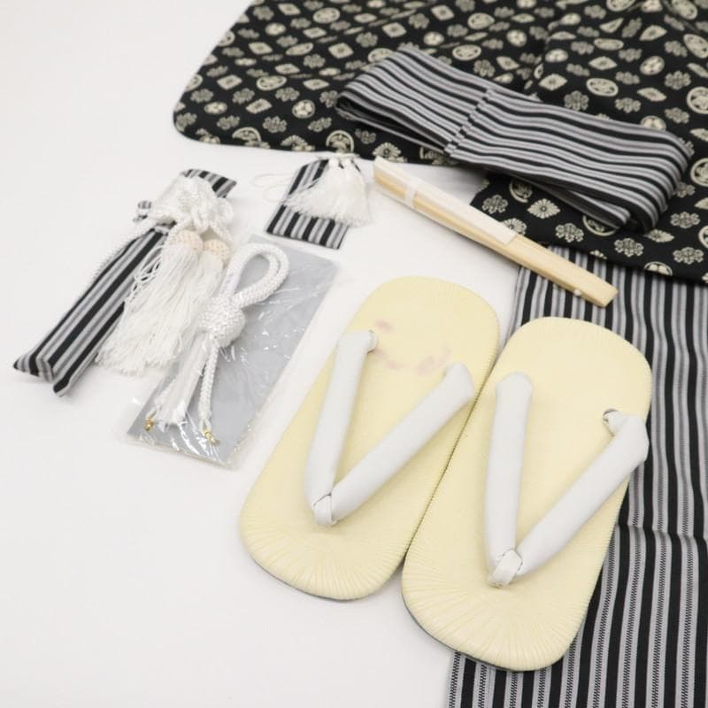 aloha【七五三】羽織袴小物＊5歳男児 縞 黒 グレー 着物 9RH13