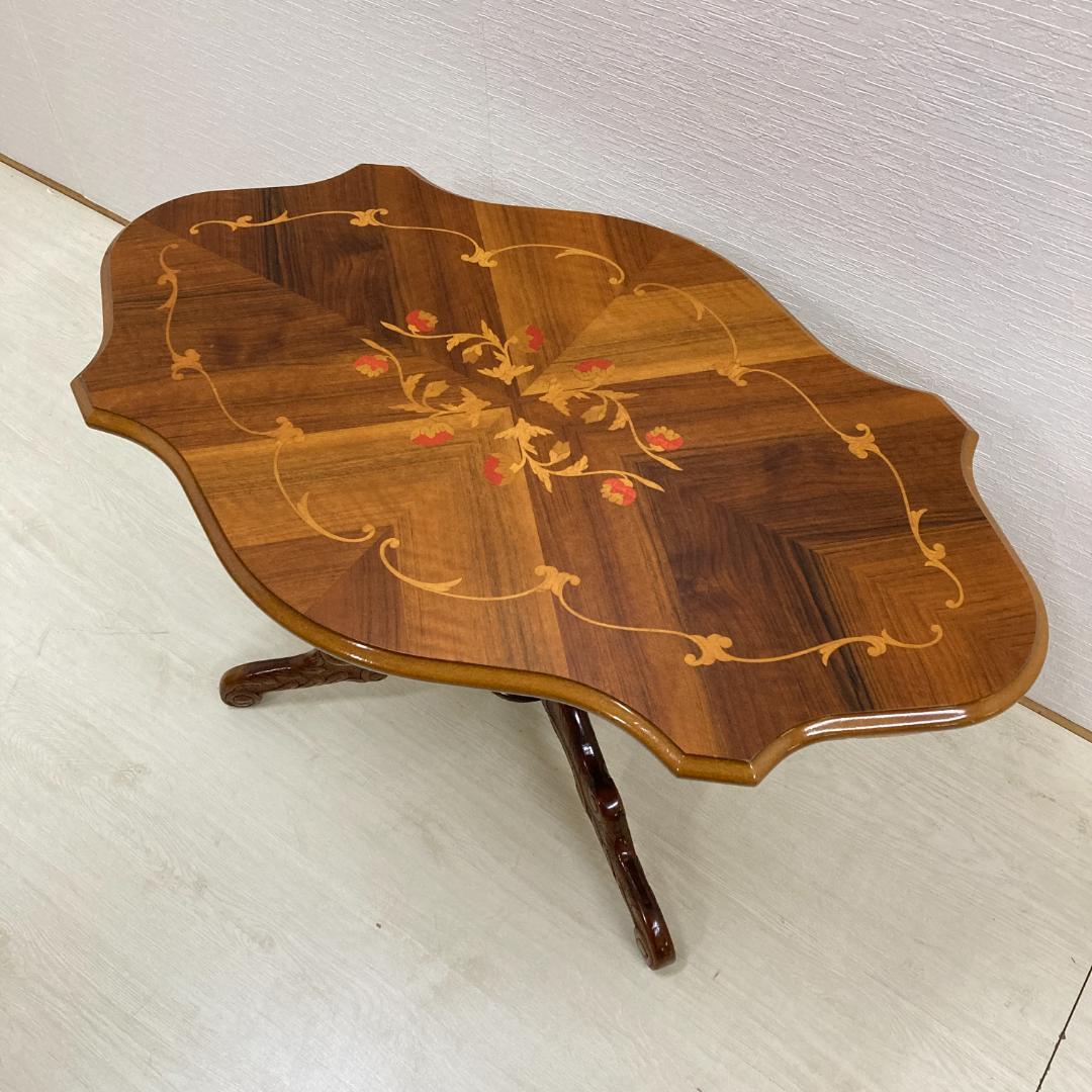 イタリア　象嵌　猫脚　リビングテーブル　センターテーブル　クラシック