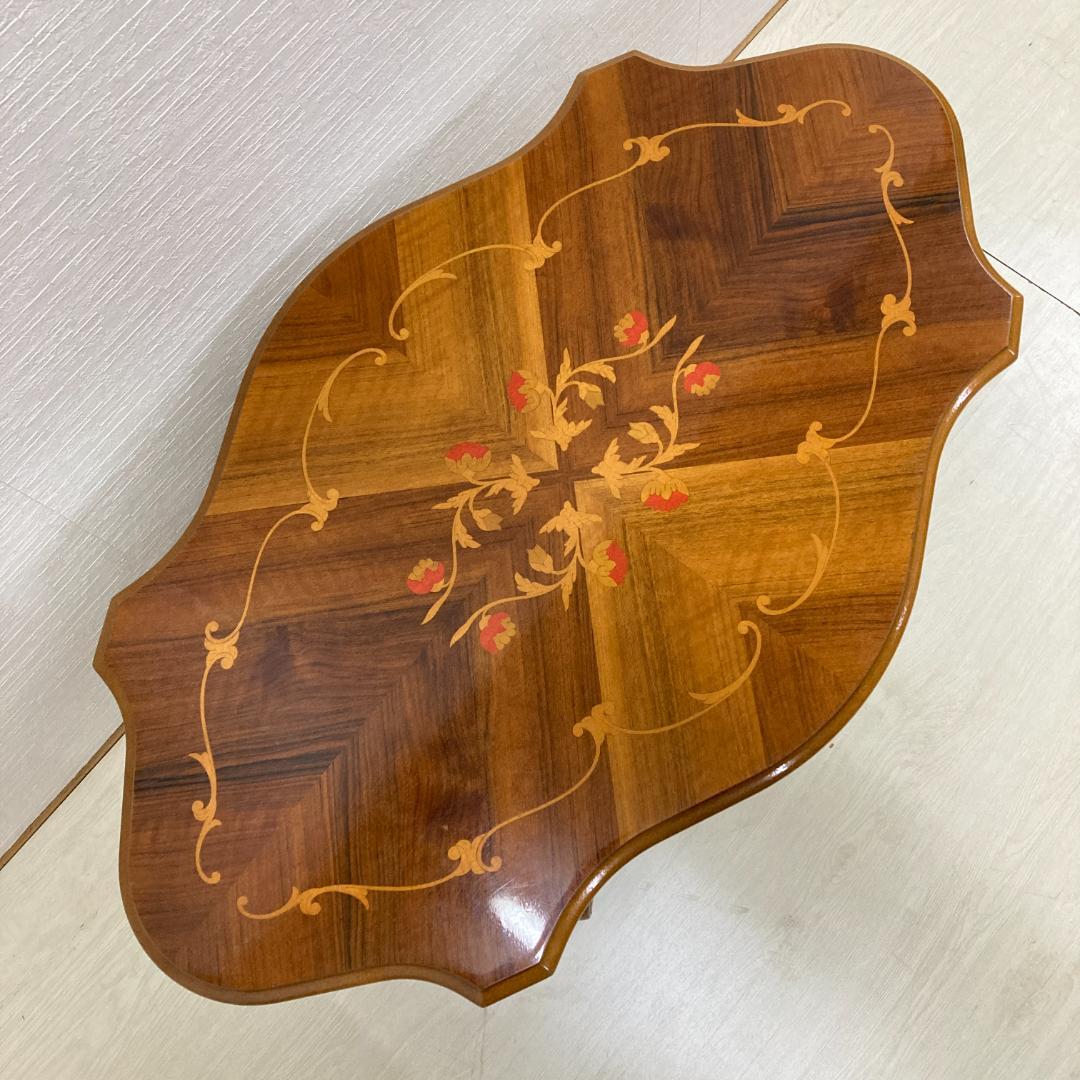 イタリア　象嵌　猫脚　リビングテーブル　センターテーブル　クラシック