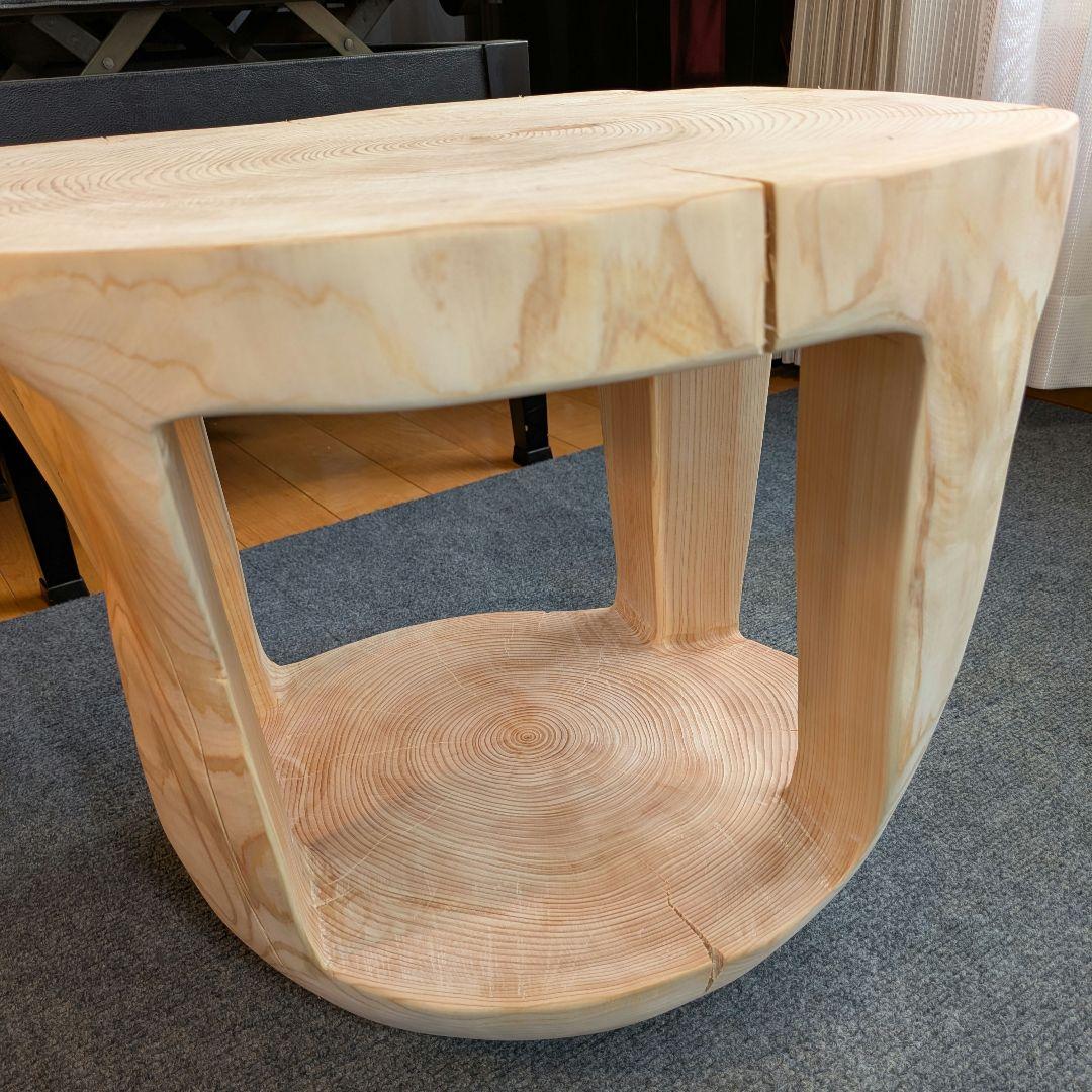 檜　大型　切り株　丸太　刳り抜き　椅子 スツール　高さ約38.5㎝