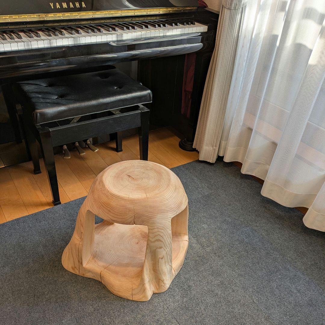 檜　大型　切り株　丸太　刳り抜き　椅子 スツール　高さ約38.5㎝