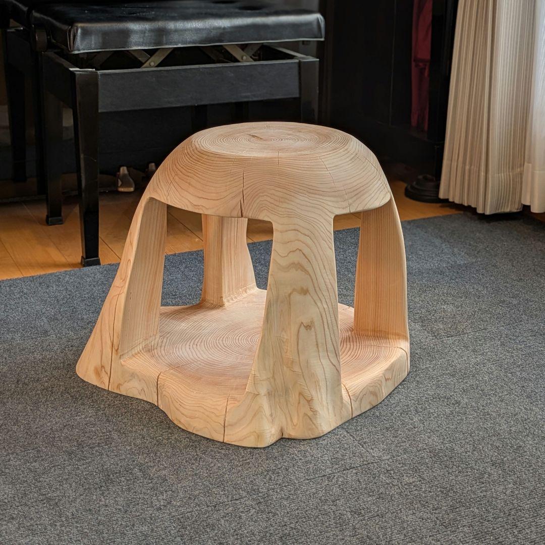 檜　大型　切り株　丸太　刳り抜き　椅子 スツール　高さ約38.5㎝