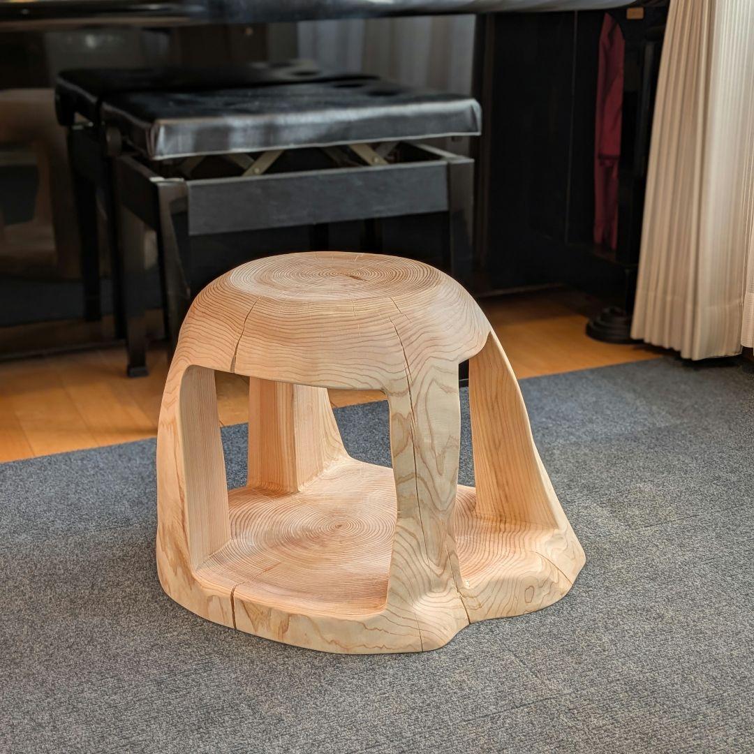 檜　大型　切り株　丸太　刳り抜き　椅子 スツール　高さ約38.5㎝
