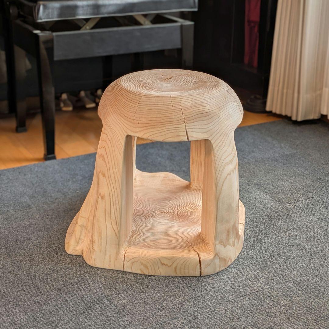 檜　大型　切り株　丸太　刳り抜き　椅子 スツール　高さ約38.5㎝