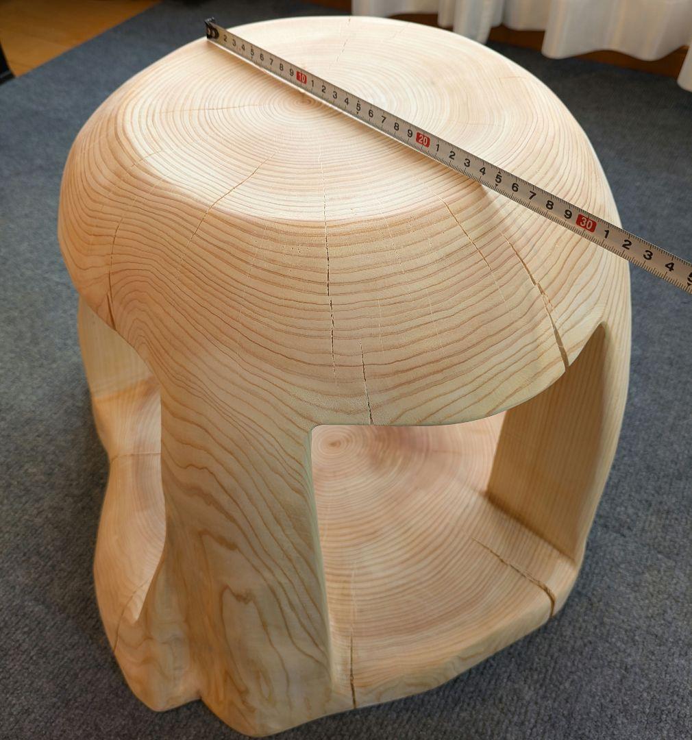 檜　大型　切り株　丸太　刳り抜き　椅子 スツール　高さ約38.5㎝