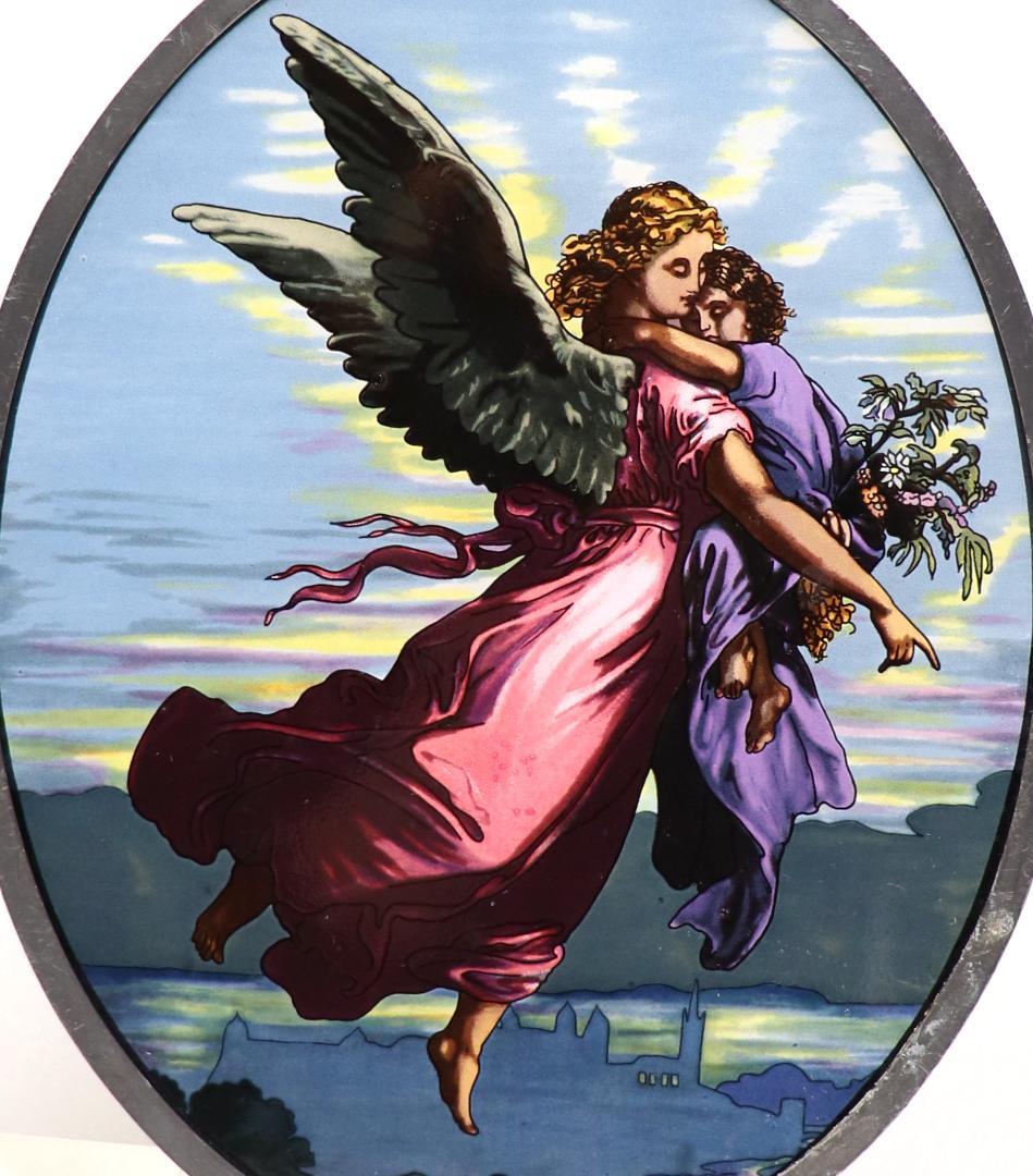 ヴィルヘルム・フォン・カウルバッハ ヴィンテージ ステンドグラス 羽のついた天使