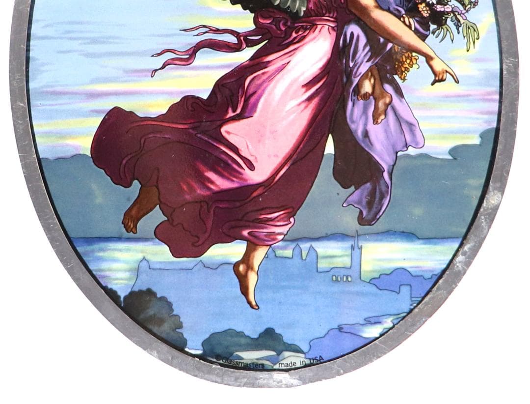 ヴィルヘルム・フォン・カウルバッハ ヴィンテージ ステンドグラス 羽のついた天使