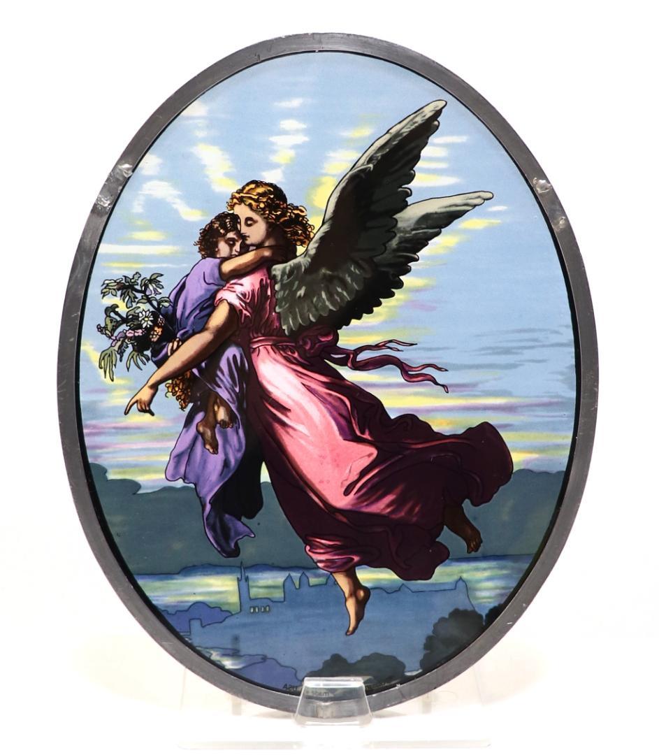 ヴィルヘルム・フォン・カウルバッハ ヴィンテージ ステンドグラス 羽のついた天使